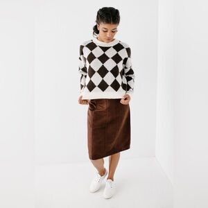 DKNY | Elegant Brown 100% Leather Suede Skirt